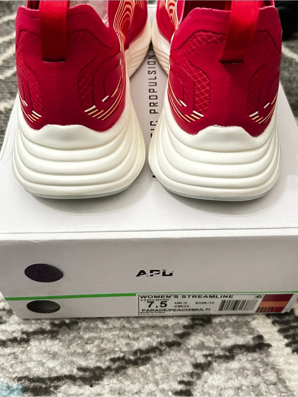 APL Women’s Red Athletic Propulsion Sneakers with White Accents Size 7.5